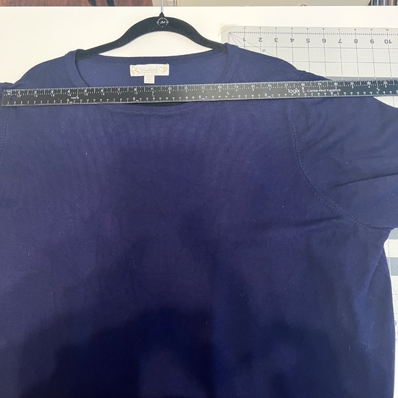 SUZANNE BETRO WEEKEND Navy‎ & White Stripe Top Tunic Sweater (Plus 3X/4X) - Picture 7 of 10